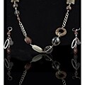 Silvertone and Brown Necklace and Earrings Set