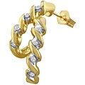 10k Yellow Gold Diamond J-shape Semi-hoop Earrings