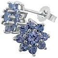 10k White Gold Tanzanite Flower Stud Earrings