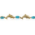 10k Yellow Gold Blue Topaz Dolphin Link Bracelet