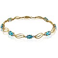 10k Gold Genunie Blue Topaz Diamond Accent Bracelet