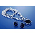 Silvertone Blue Square Necklace and Earrings Set