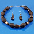 Coppertone Brown Bead Necklace and Earrings Set