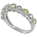 Sterling Silver Green and Clear CZ Ring