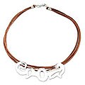 Sterling Silver 'Secret Message' Leather Choker (Peru)