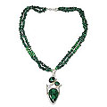 Sterling Silver 'Drama in Green' Malachite Necklace (India)