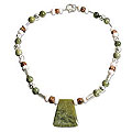 Sterling Silver Serpentine Aragonite 'Fiesta' Necklace (Peru)