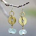 Brass 'Ice Blue' Dangle Earrings (Indonesia)