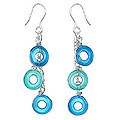 Sterling Silver and Glass 'Cool Hoopla' Dangle Earrings (Thailand)