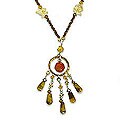 Tiger's Eye and Carnelian 'Golden Dreamcatcher' Necklace (Thailand)