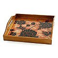 'Black Rose' Painted Glass Tray (Peru)
