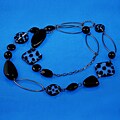 Black and Clear Bead Linked Necklace