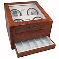 Heiden Quad Watch Winder with Burl Wood Drawer