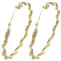 10k Three-tone Gold String Wrapped Hoop Earrings