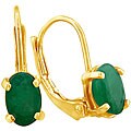 14k Yellow Gold Oval Emerald Leverback Earrings