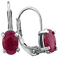 14k White Gold Oval Ruby Leverback Earrings