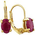 14k Yellow Gold Oval Ruby Leverback Earrings