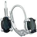 14k White Gold Oval Sapphire Leverback Earrings