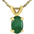 14k Yellow Gold Oval Emerald Necklace