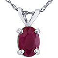 14k White Gold Oval Ruby Necklace