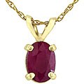 14k Yellow Gold Oval Ruby Necklace