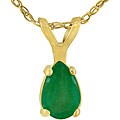 14k Yellow Gold Pear-shape Emerald Necklace