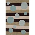 Hand-hooked Stripes and Circles Cotton Rug (4' x 6')