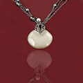 Silvertone Glittery Pendant and Grey Bead Chain Necklace