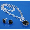 Silvertone Brown Square Necklace and Earrings Set