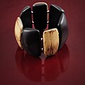Black and Wood-tone Stretch Bracelet