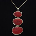 Bronzetone Red Oval Fashion Necklace