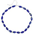 Sterling Silver Dark Blue Venetian Glass Nugget Necklace