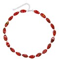 Sterling Silver Bright Red Venetian Glass Necklace
