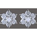Sterling Silver Clear CZ Flower Cluster Earrings
