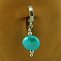 TummyToys Silver Teal Button Pearl Navel Ring
