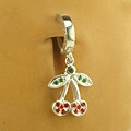 TummyToys Silver Red and Green CZ Cherry Navel Ring