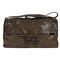 Fendi Zucca Brown Leather Large Clutch