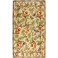 Hand-hooked Tropicana Ivory/ Green Wool Rug (5' x 8')