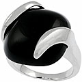 Sterling Silver Cushion-cut Black Onyx Ring