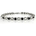 Silverplated Black and Clear Rhinestone Bracelet