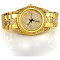Goldtone Men's Rhinestone Hip Hop Style Watch