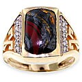 14k Gold Tiger's Eye and 1/6ct TDW Diamond Ring