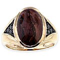 14k Gold Deschutes Jasper and 1/5ct TDW Black Diamond Ring