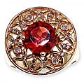 14k Gold Ruby Sunstone and Diamond Ring