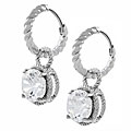 Sterling Silver Round-cut CZ Etched Earrings