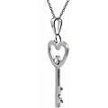 Sterling Silver Heart/ Key Necklace