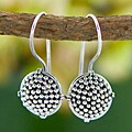 Sterling Silver Beaded Button Earrings (Indonesia)