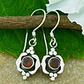 Sterling Silver Garnet Dangle Earrings (Indonesia)