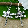 Sterling Silver Amethyst 'Dragonfly' Earrings (Indonesia)
