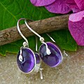 Sterling Silver Amethyst Button Earrings (Indonesia)
